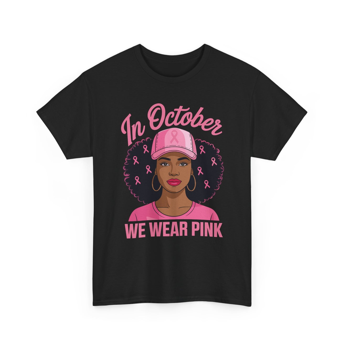 In October We Wear Pink Black Women Breast Cancer Awareness T-Shirt