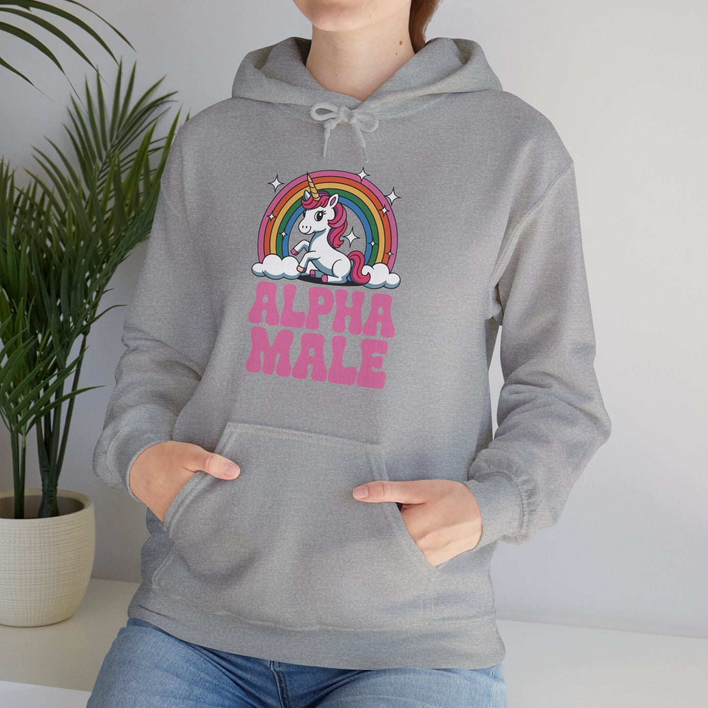 Funny Alpha Male Unicorn Sarcastic Ironic Weird Y2K Humor Hoodie