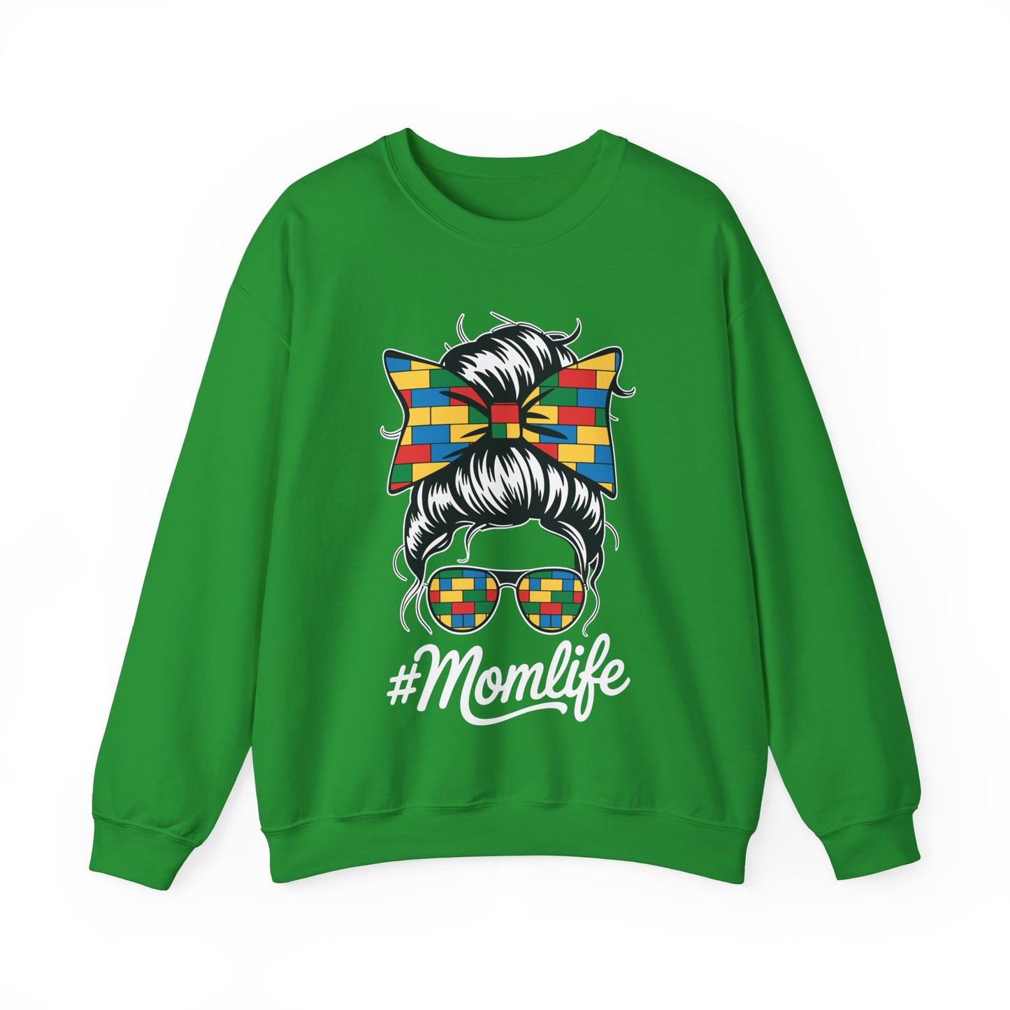 Building Block Messy Bun Mom Life Master Builder Mothers Day Sweatshirt
