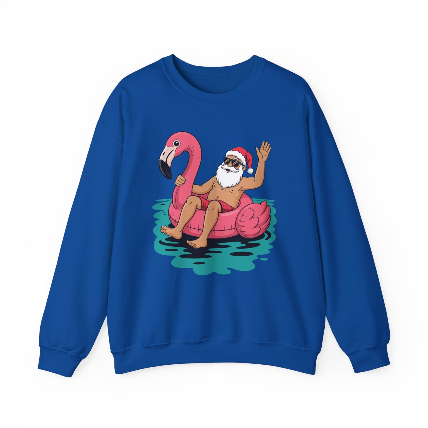 Santa Flamingo Floatie Funny Christmas In July Summer Xmas Sweatshirt