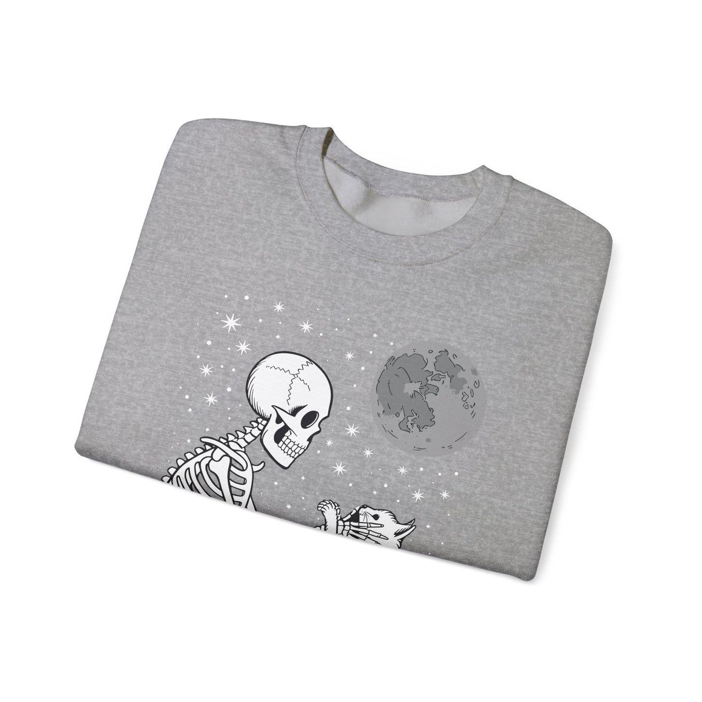 Skeleton Cat Skull Kitty Cute Goth Halloween Men Women Sweatshirt