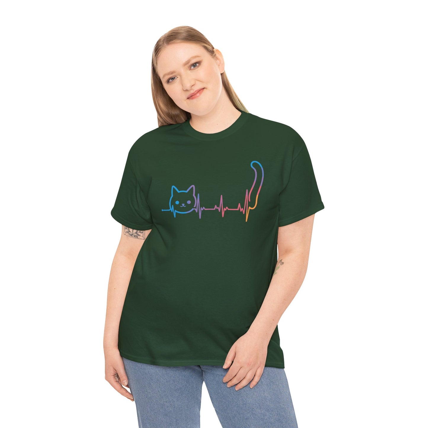 Heartbeat Cat Lover Animal Silhouette Cute Cat T-Shirt