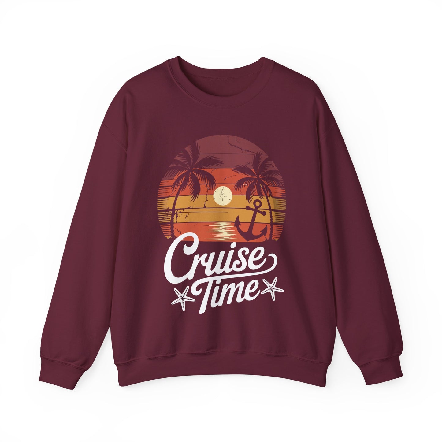 On Cruise Time Coconut Tree Graphic Summer Vacation Cruising Sweatshirt