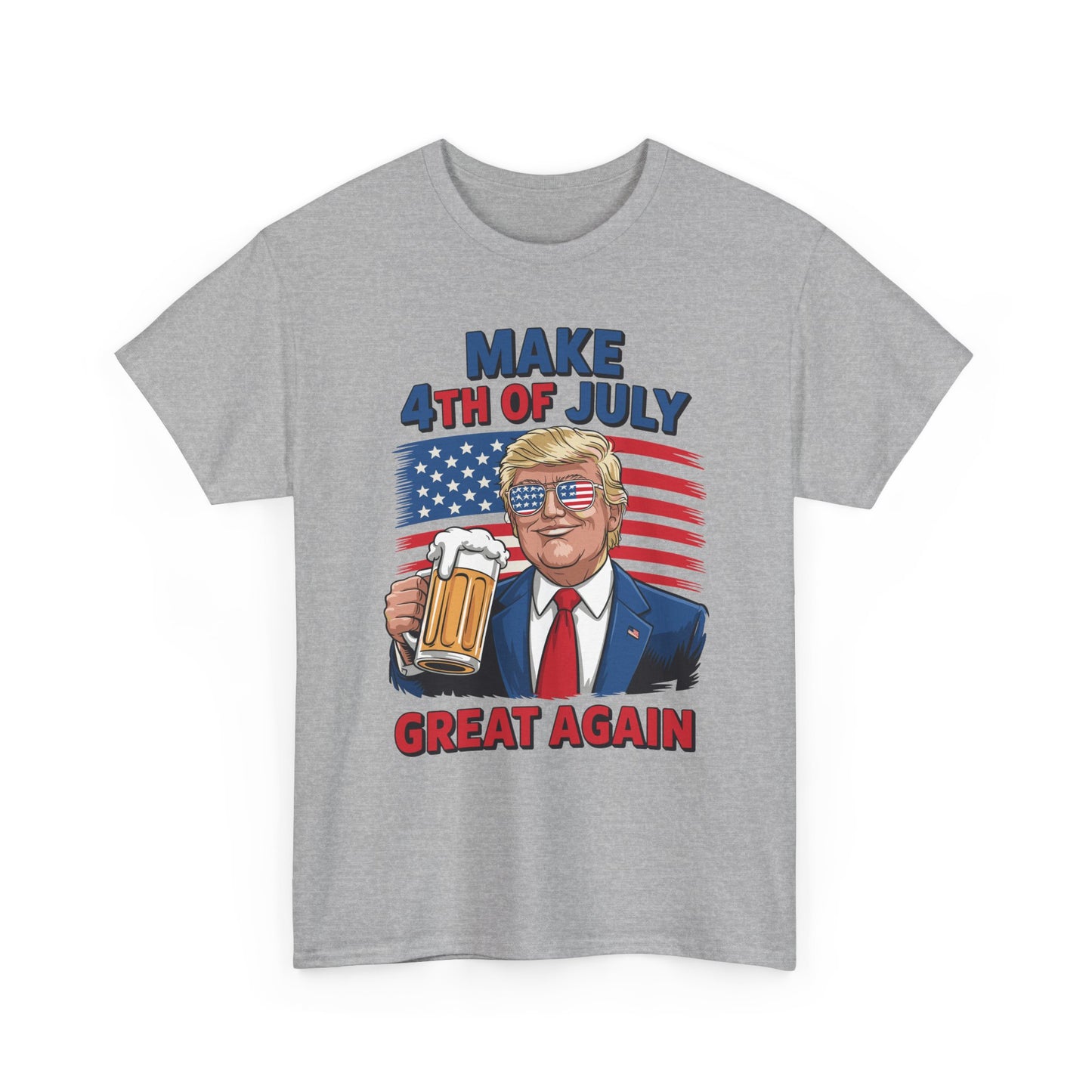 Trump Make 4th of July Great Again Men Drinking Beer Funny T-Shirt