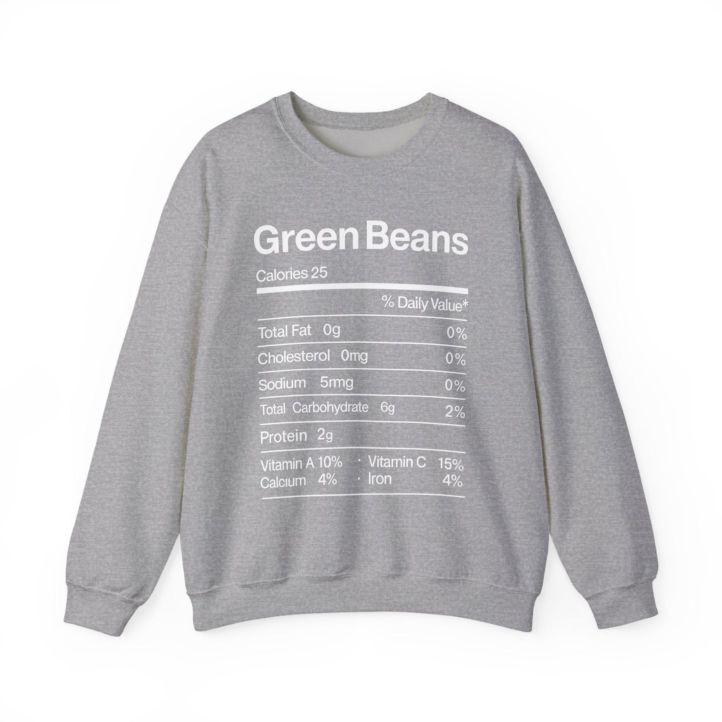 Green Beans Nutrition Facts Funny Thanksgiving Christmas Sweatshirt