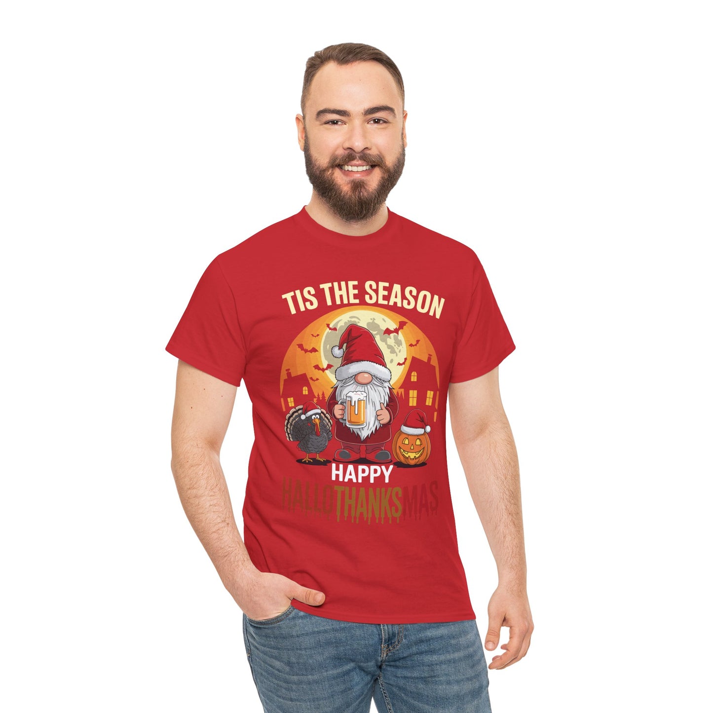 Happy Hallothanksmas Halloween Thanksgiving Merry Christmas T-Shirt