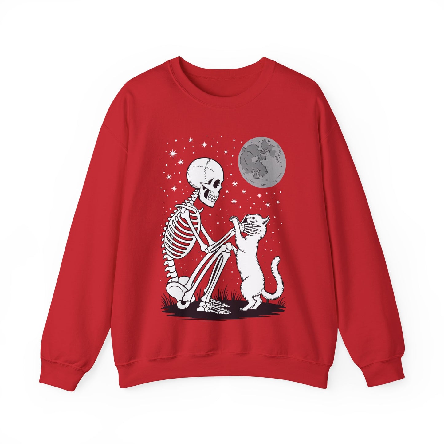 Skeleton Cat Skull Kitty Cute Goth Halloween Men Women Sweatshirt