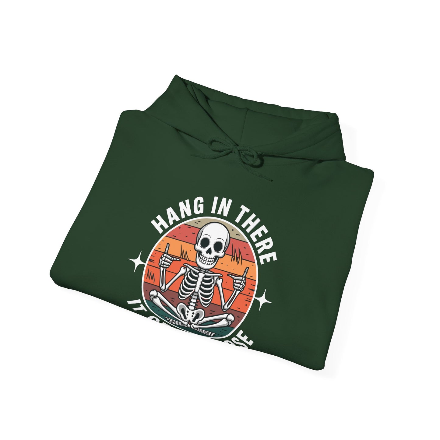 Hang In There It Gets Worse Sarcastic skeleton Flames Hoodie