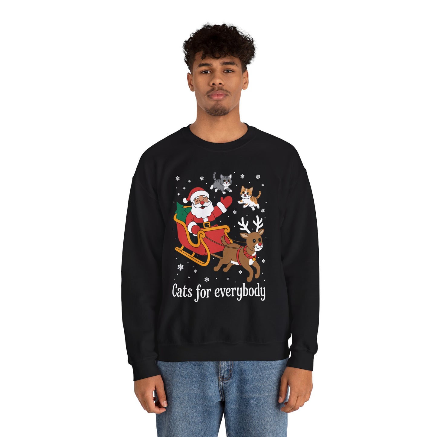 Cats For Everybody Christmas Cat Funny Xmas Women Santa Sweatshirt
