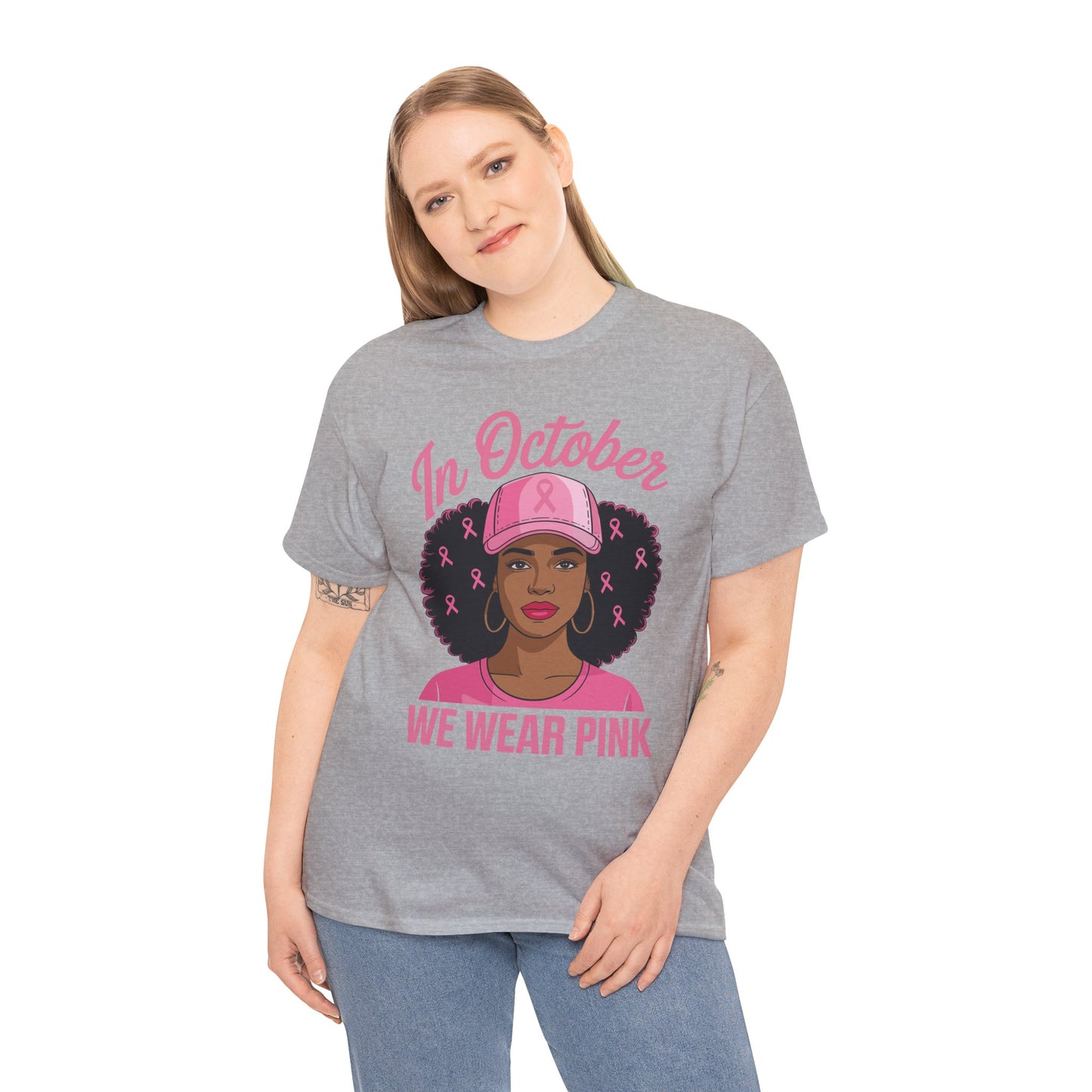 In October We Wear Pink Black Women Breast Cancer Awareness T-Shirt