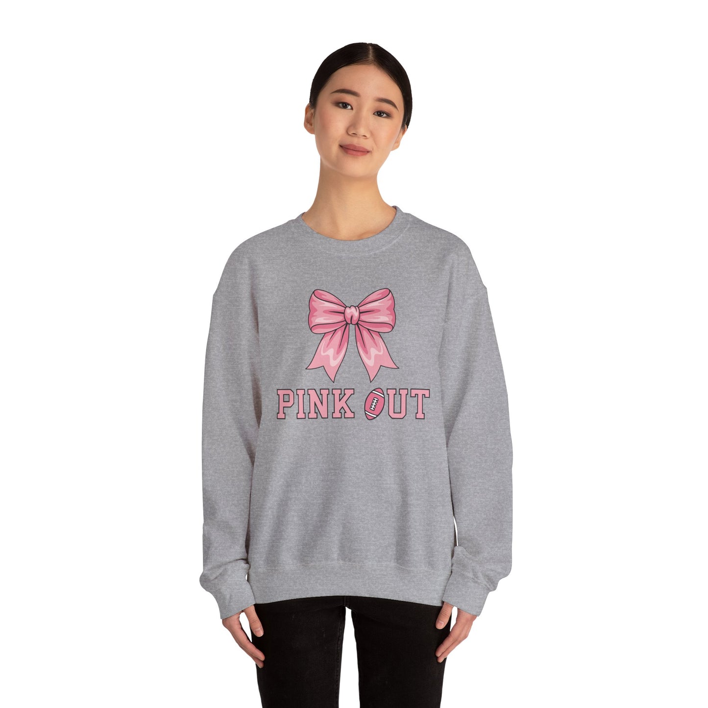 Pink Out Football Bow Preppy Breast Cancer Awareness Women Sweatshirt