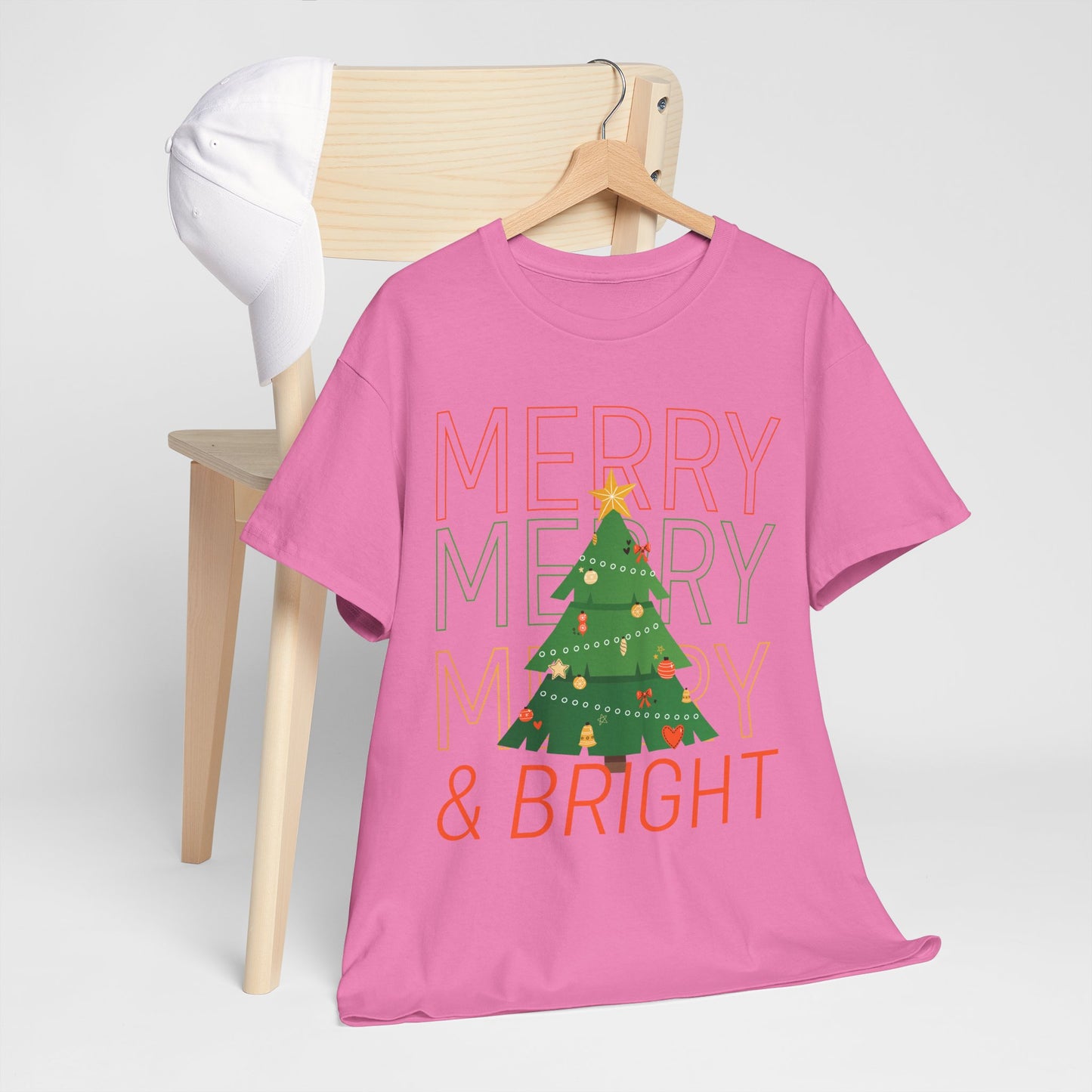 Merry and Bright Christmas Tee Cute Holiday Shirt for Men and Women