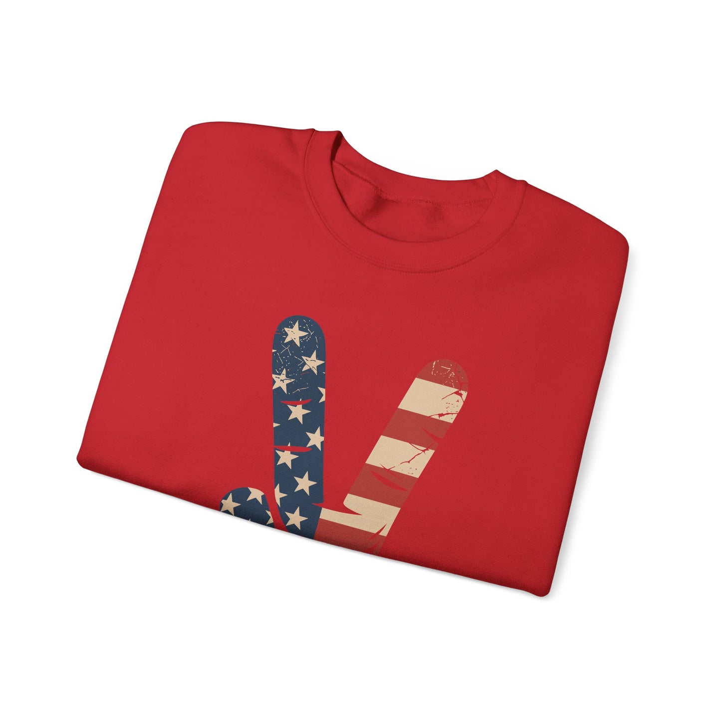 USA Flag Peace Sign Hand 4th of July Patriotic Men Boys Sweatshirt