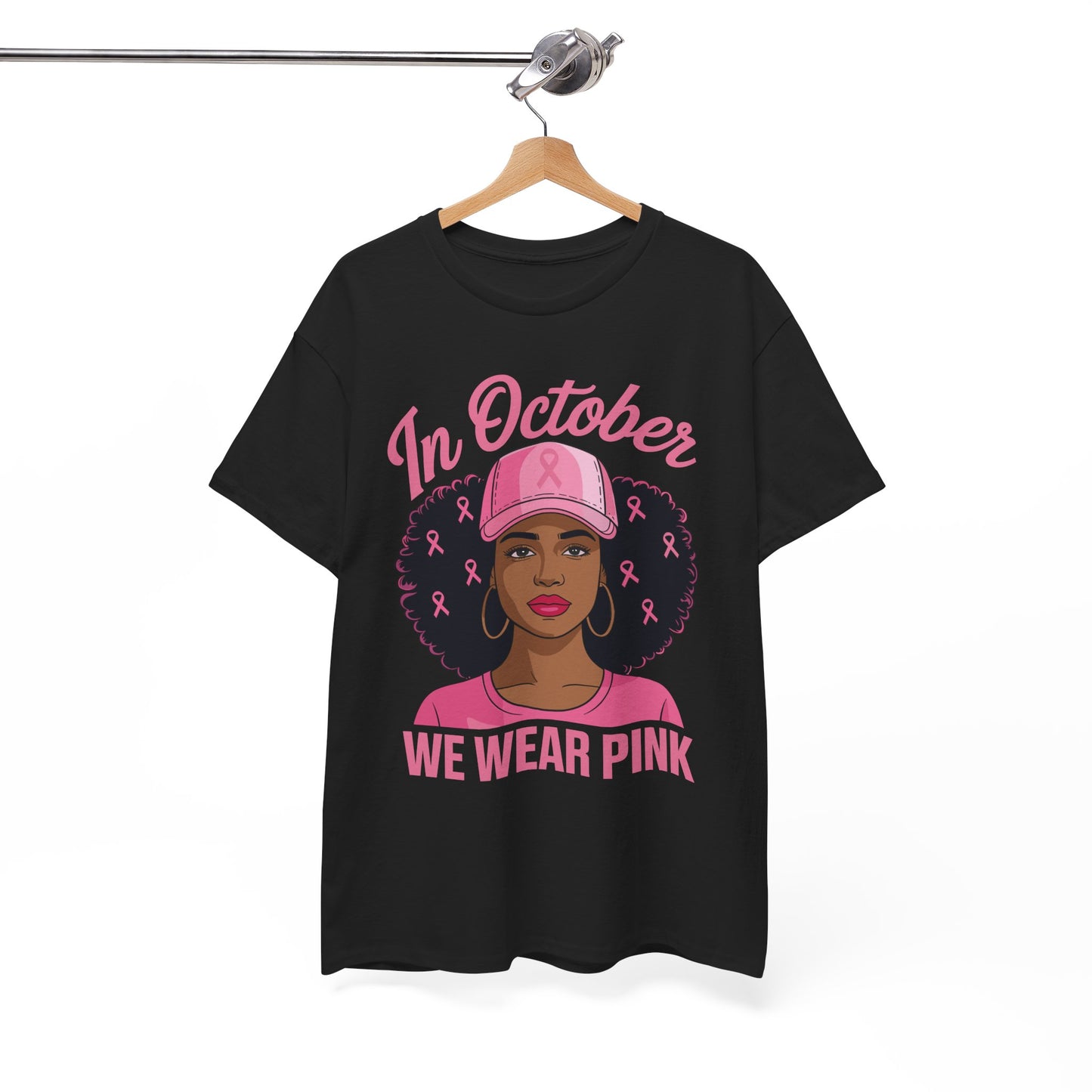 In October We Wear Pink Black Women Breast Cancer Awareness T-Shirt