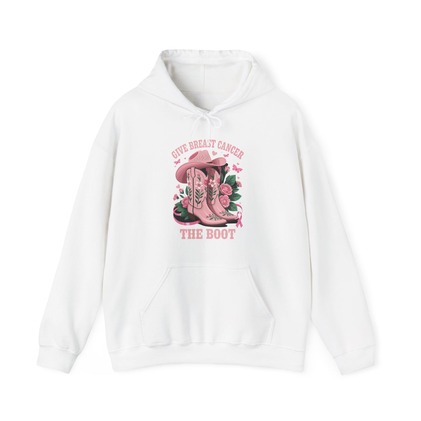 Give Breast Cancer The Boot Cowgirl Cancer Awareness Ribbon Hoodie