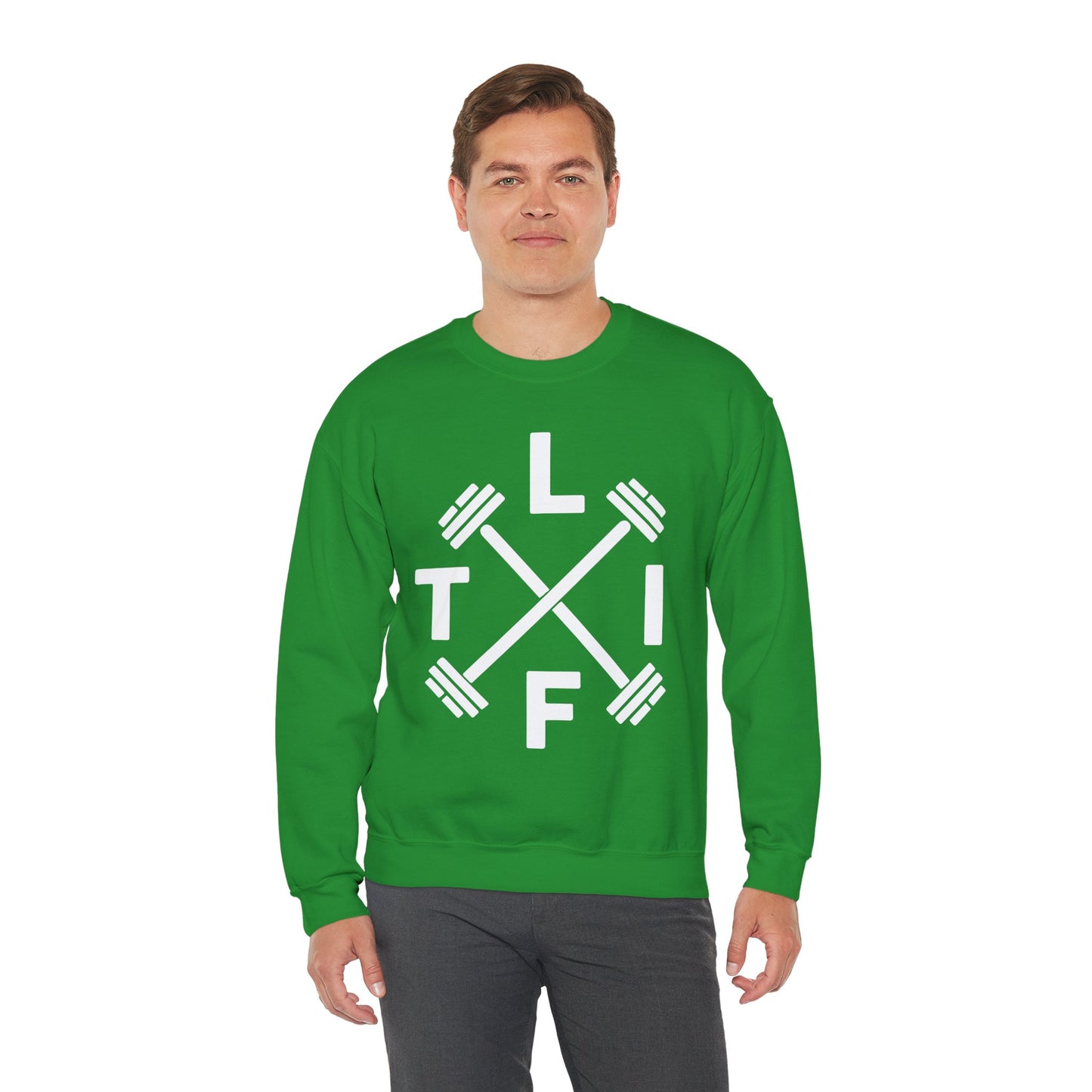 LIFT Weightlifting Fitness Barbells Crossed Circle Sweatshirt