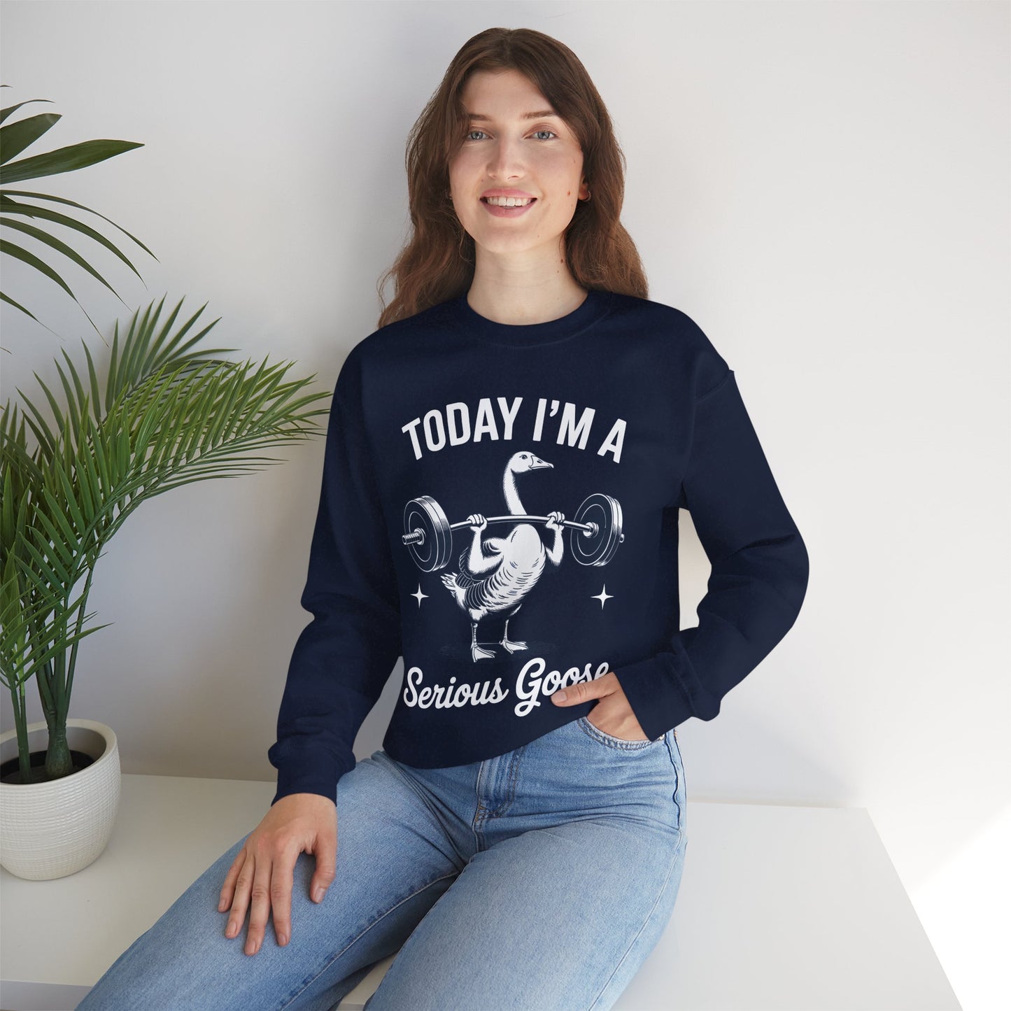Funny Today I'm A Serious Goose Lifting Weights Gym Fitness Sweatshirt