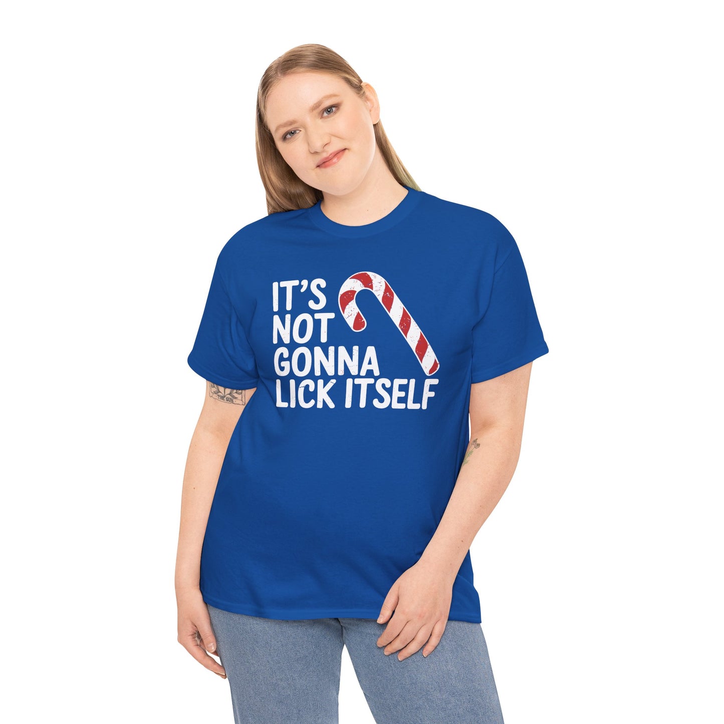Funny Candy Cane Lick Itself Adult Christmas in July Gift T-Shirt