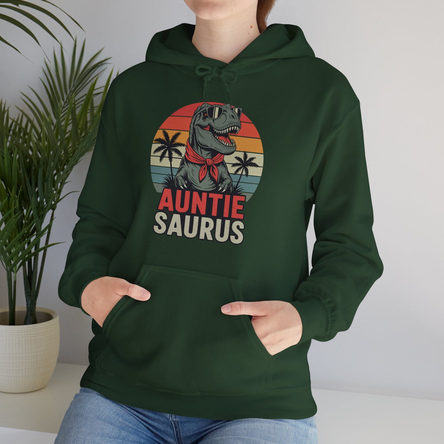 Auntiesaurus T Rex Dinosaur Auntie Saurus Family Matching Hoodie