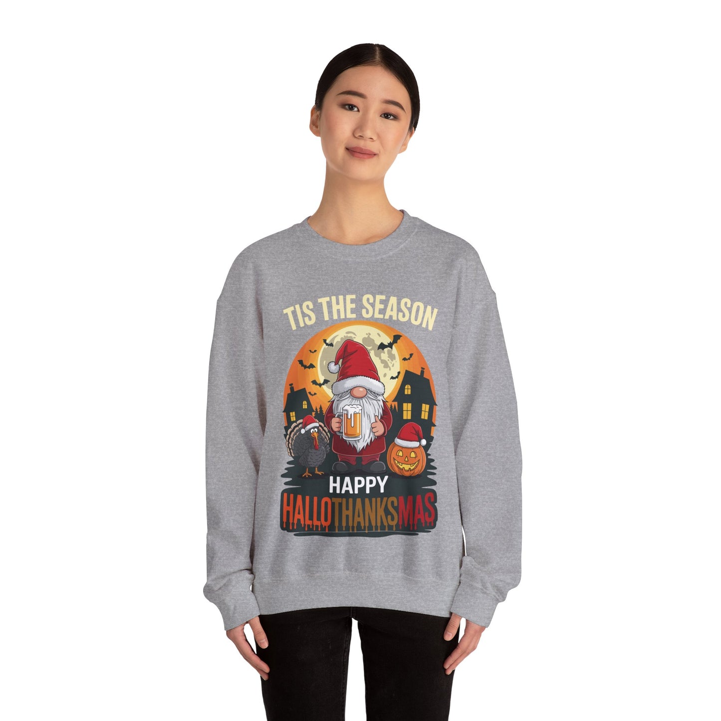 Happy Hallothanksmas Halloween Thanksgiving Merry Christmas Sweatshirt