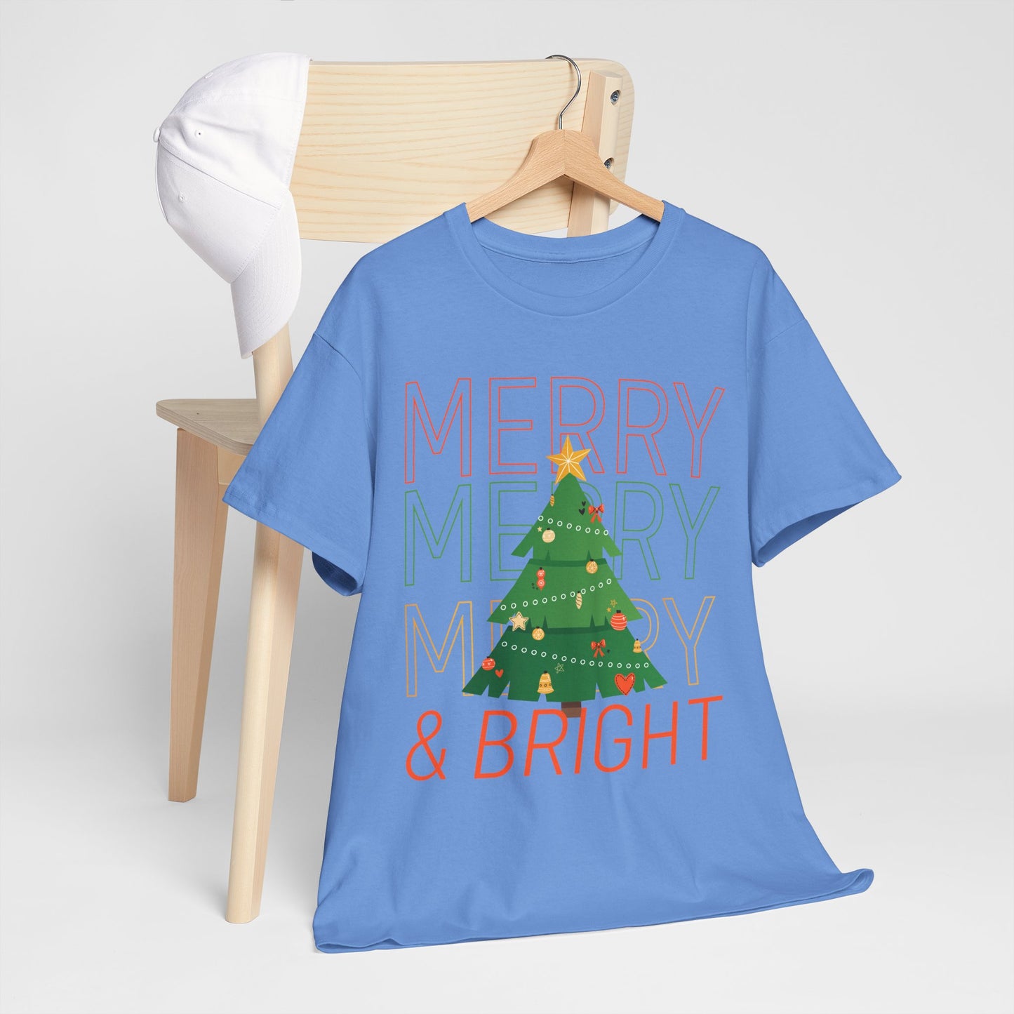 Merry and Bright Christmas Tee Cute Holiday Shirt for Men and Women