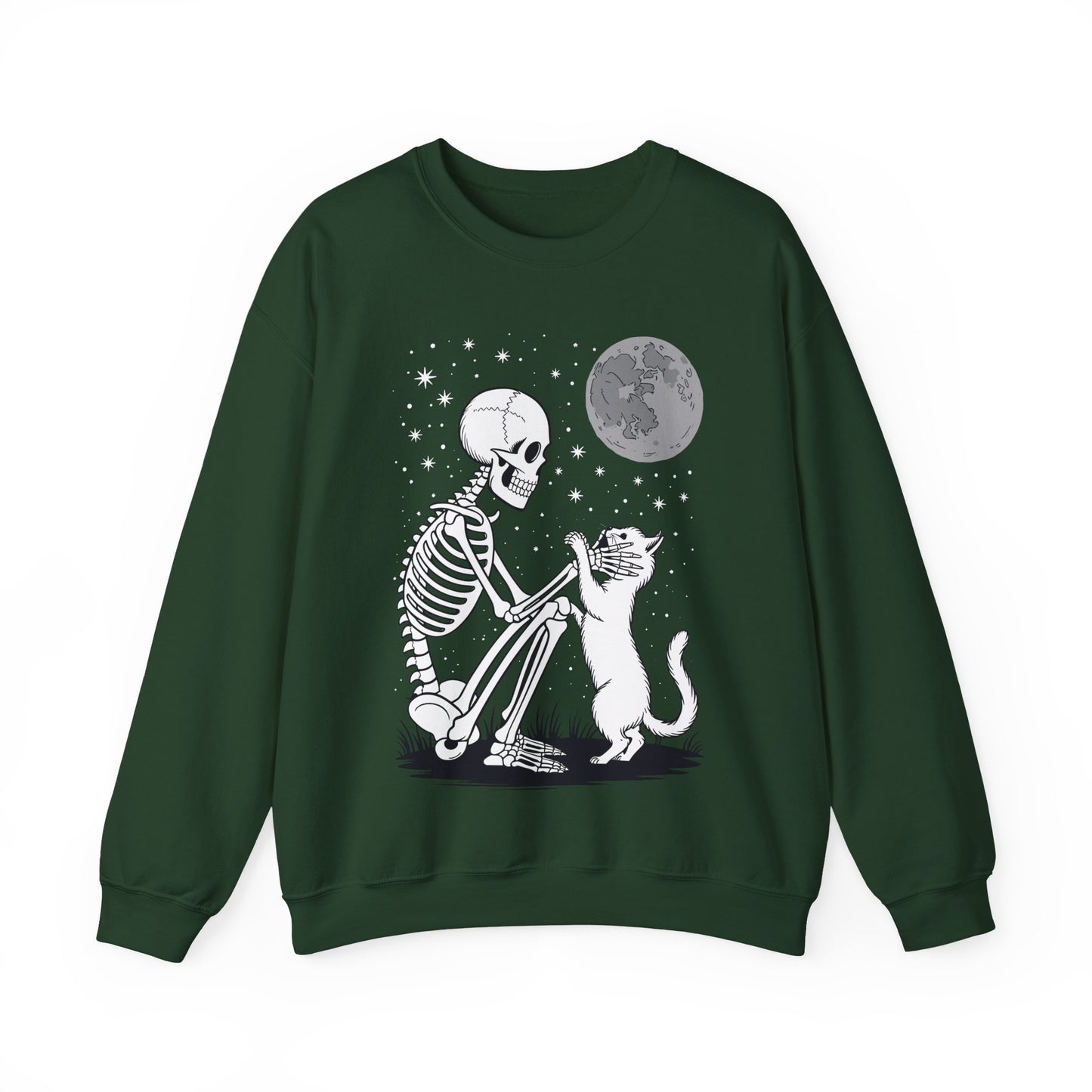 Skeleton Cat Skull Kitty Cute Goth Halloween Men Women Sweatshirt