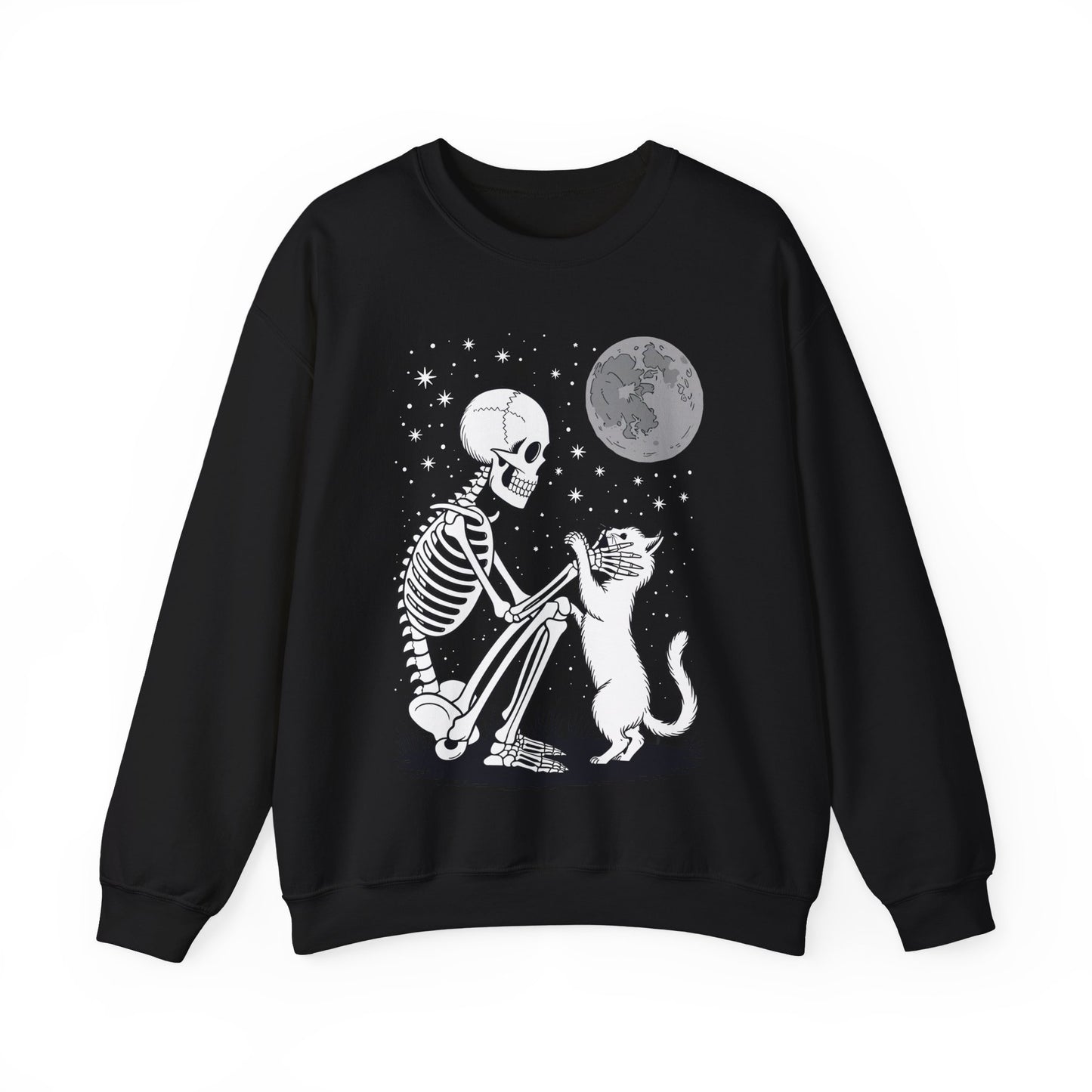 Skeleton Cat Skull Kitty Cute Goth Halloween Men Women Sweatshirt