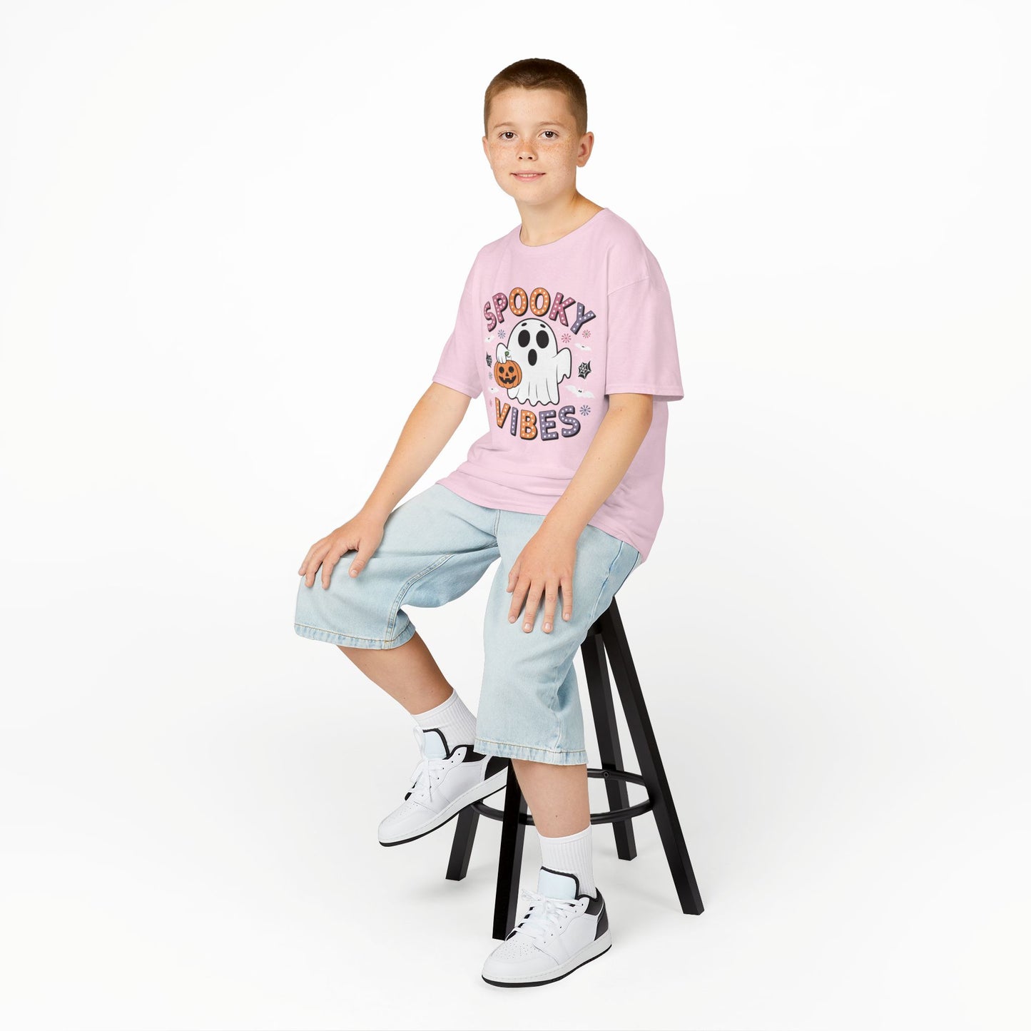 Spooky Vibes Ghost Retro Groovy Halloween Kids T-Shirt