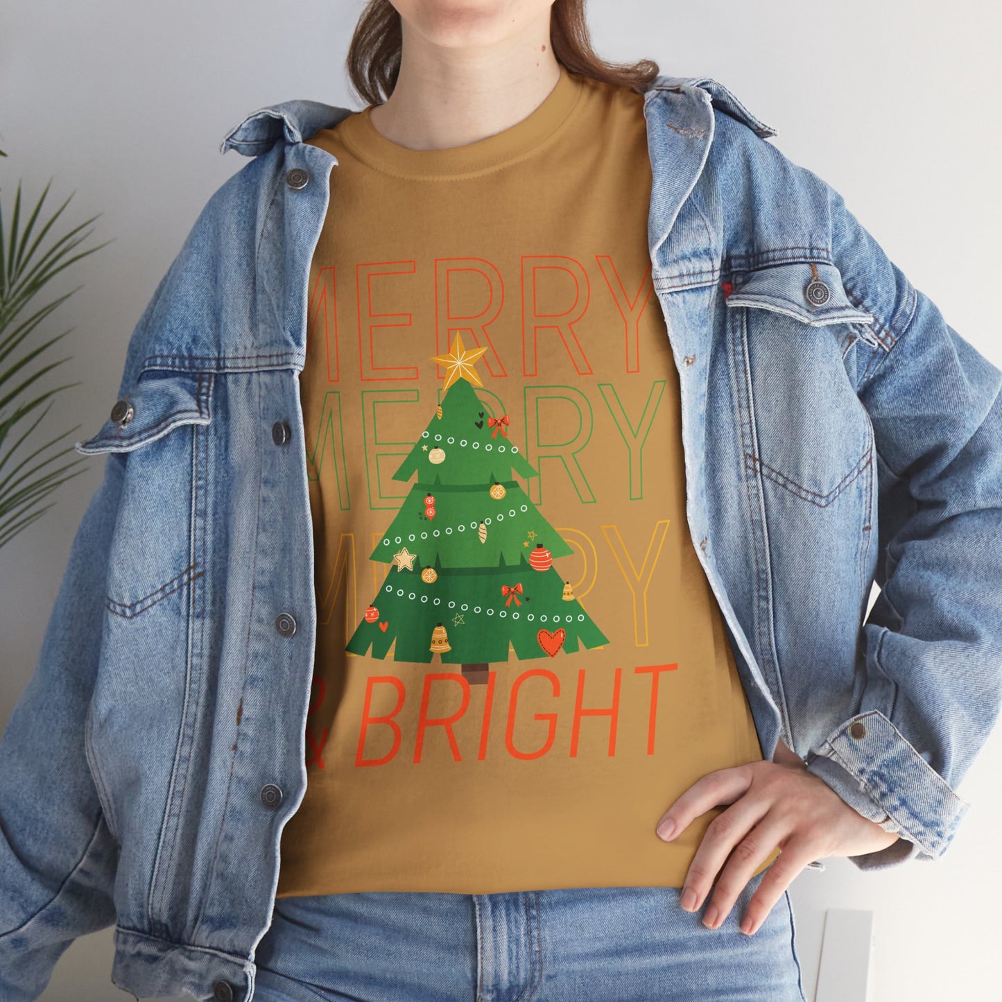 Merry and Bright Christmas Tee Cute Holiday Shirt for Men and Women