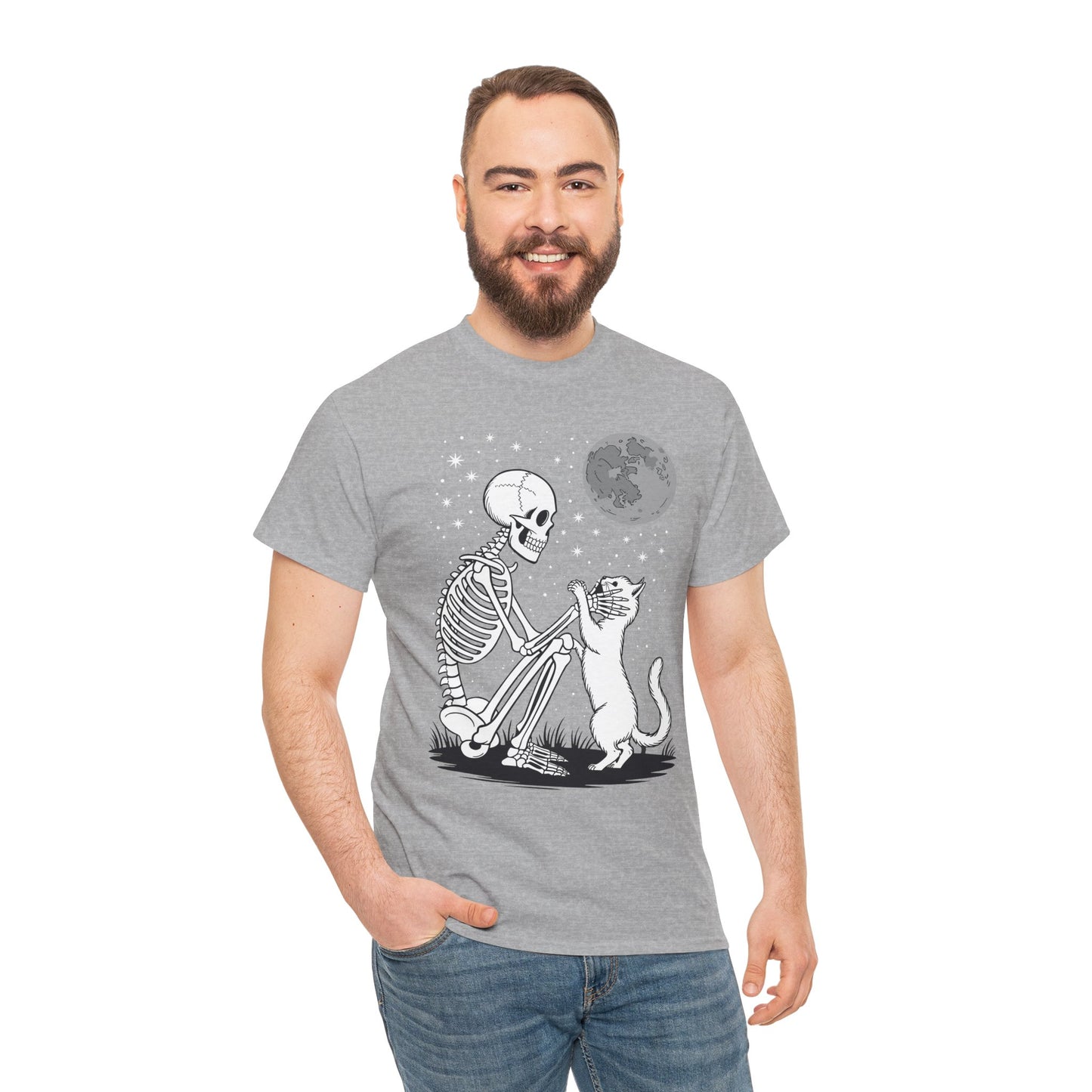 Skeleton Cat Skull Kitty Cute Goth Halloween Men Women T-Shirt
