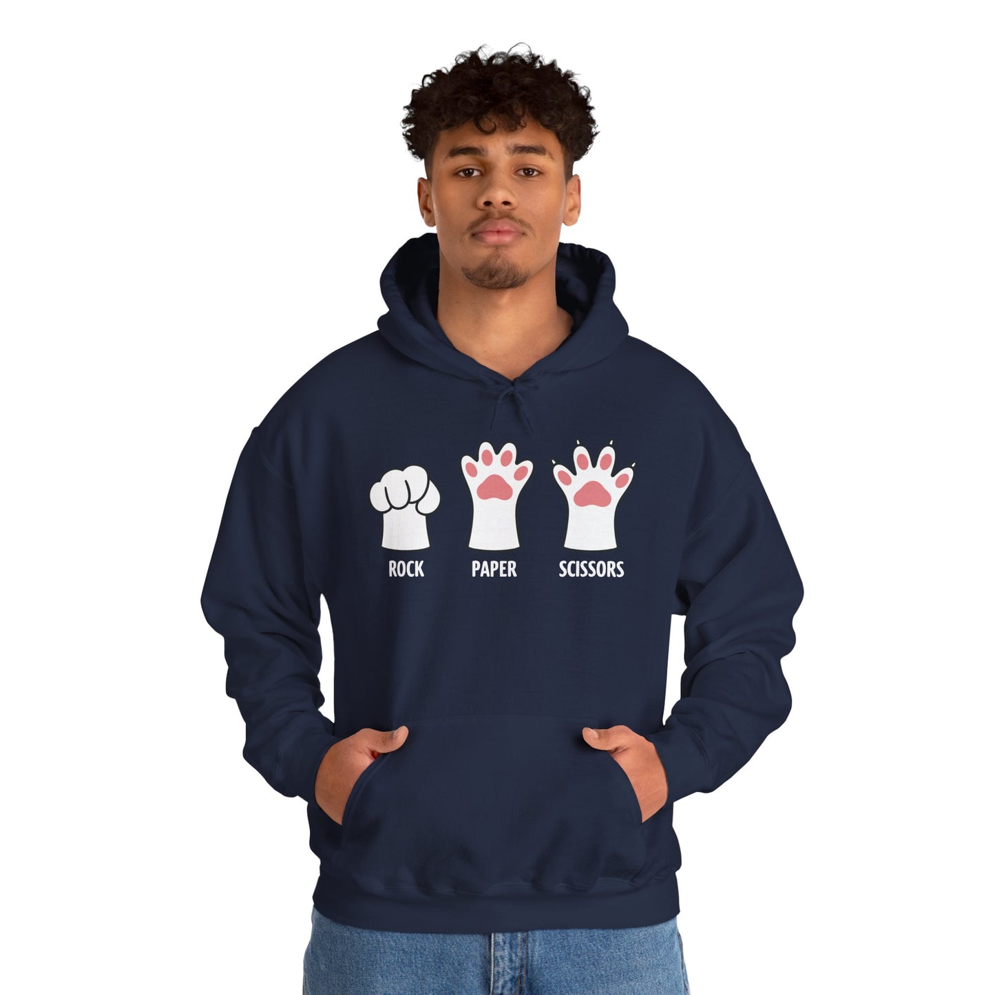 Funny Introvert Cat Animal Rescue Rock Paper Scissors Cute Paw Cat Hoodie