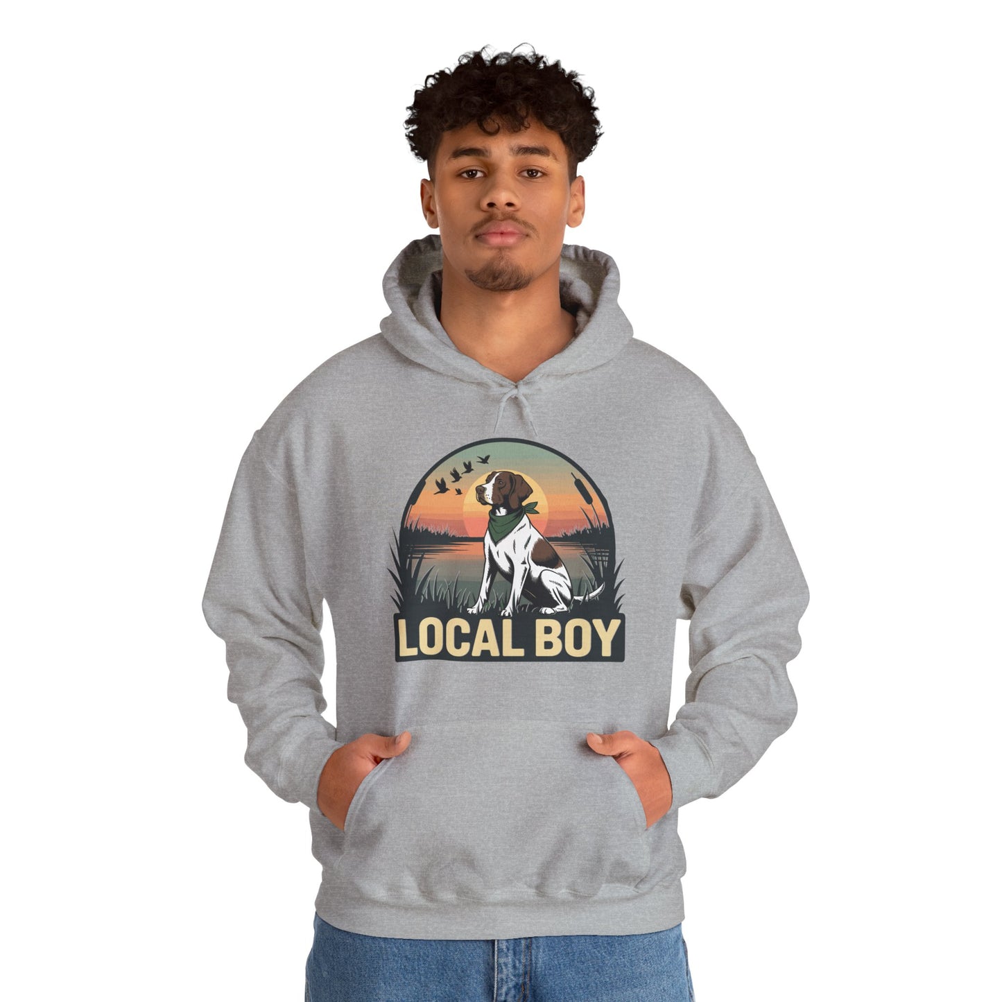 Local Boy Hunting Dog Vintage Sunset Hunting Season Hoodie