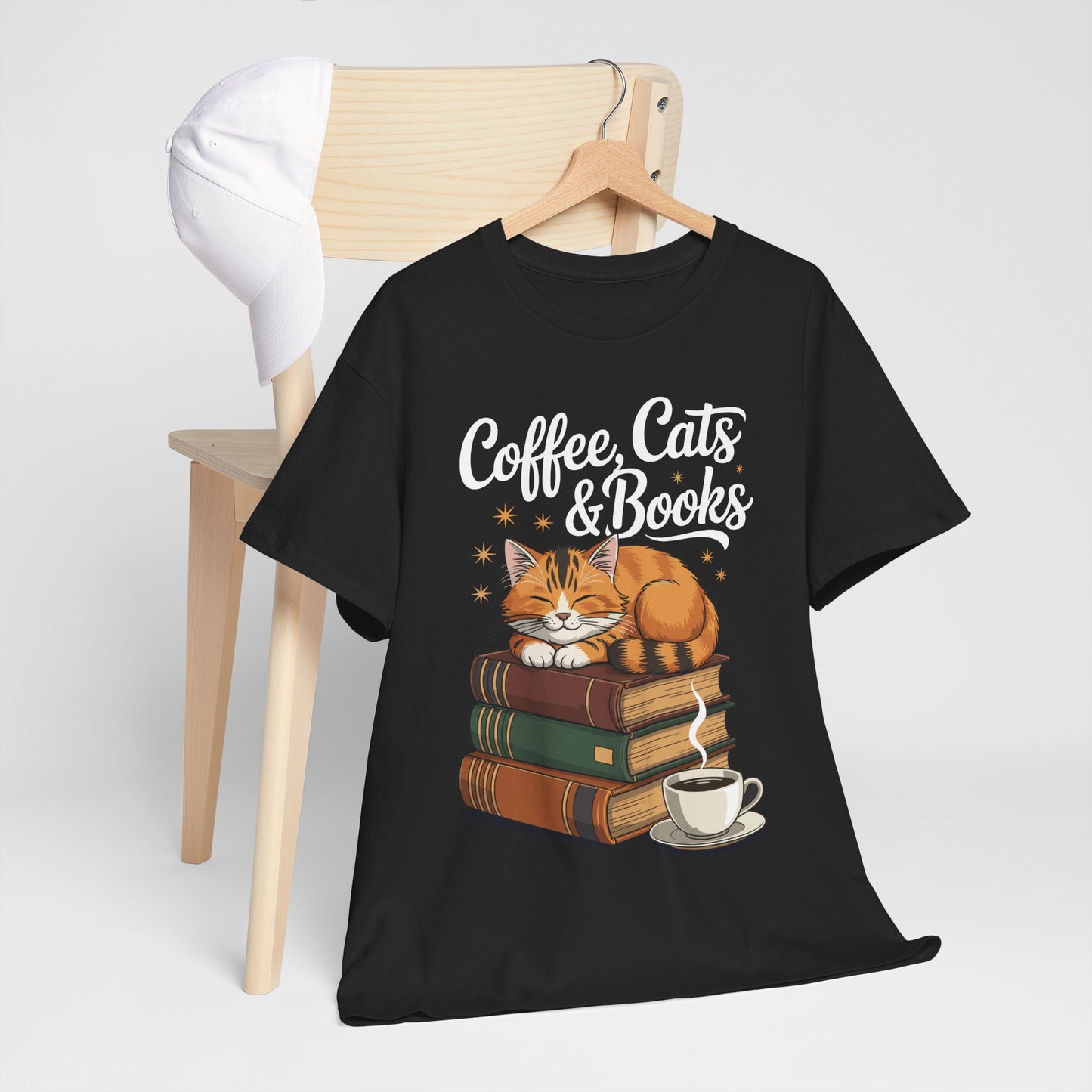 Coffee Cats & Books Lover Tee