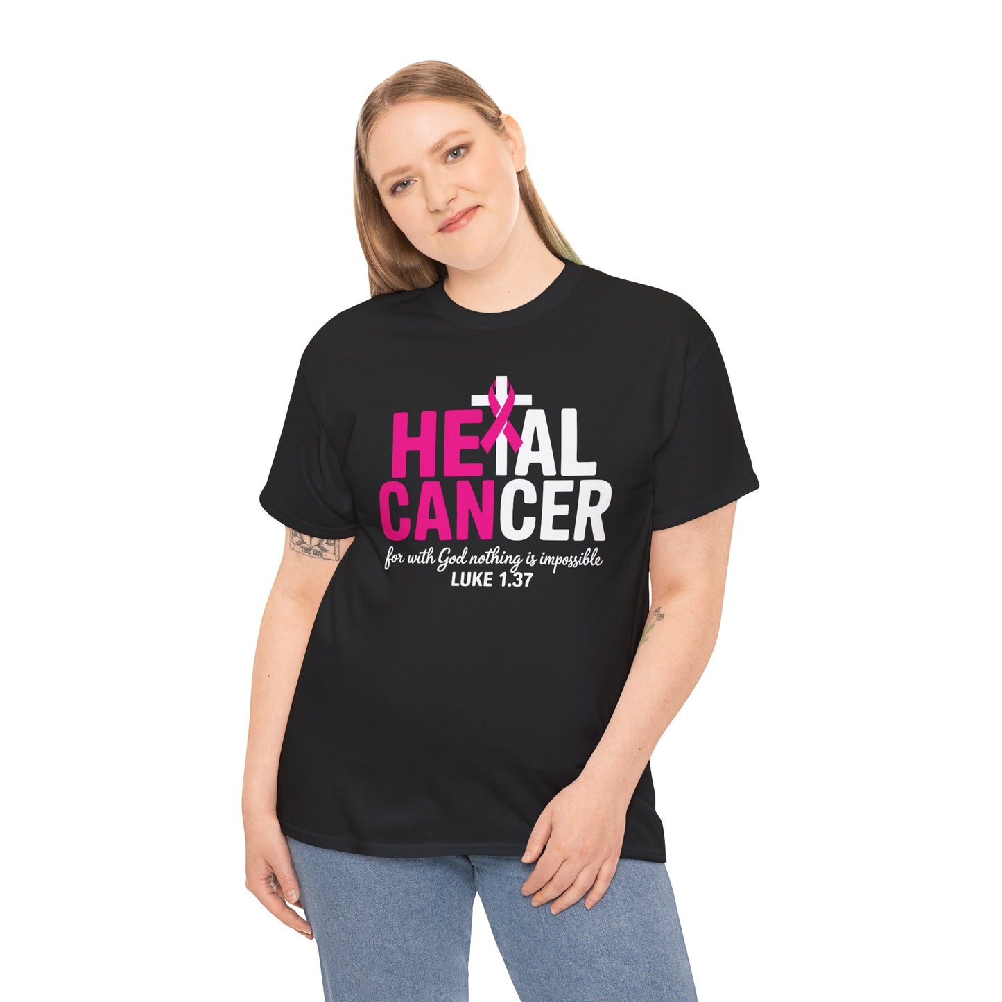 Heal Cancer Believe God Christian Breast Cancer Awareness T-Shirt