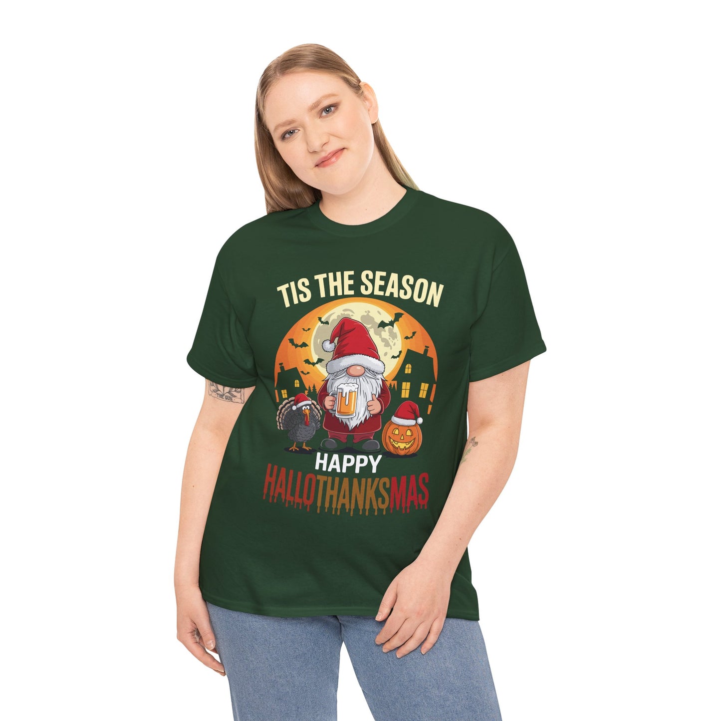Happy Hallothanksmas Halloween Thanksgiving Merry Christmas T-Shirt