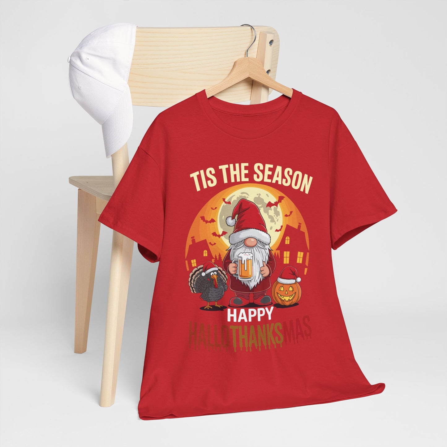 Happy Hallothanksmas Halloween Thanksgiving Merry Christmas T-Shirt