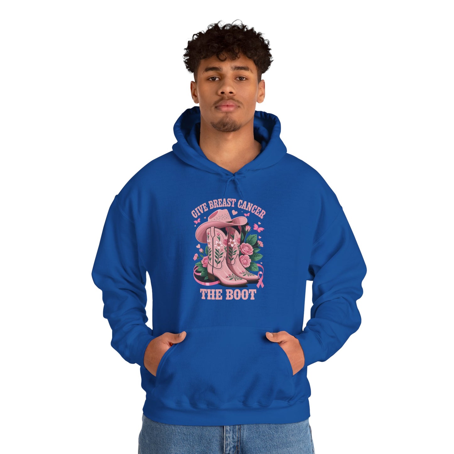 Give Breast Cancer The Boot Cowgirl Cancer Awareness Ribbon Hoodie