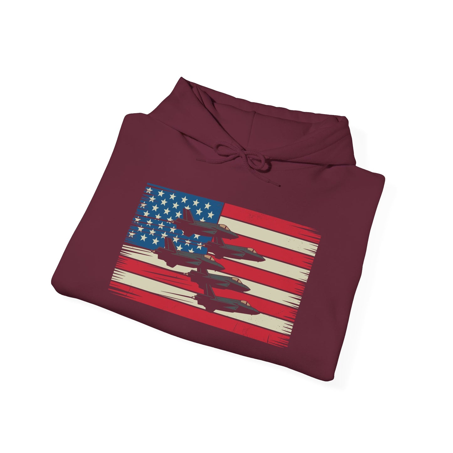 Vintage American Flag USA Fighter Jets 4th of July Patriotic Hoodie