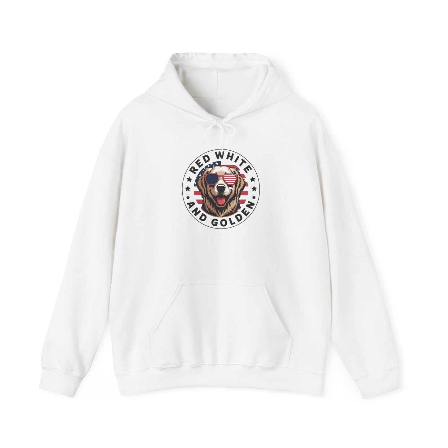 Red White Golden Retriever American Flag 4th of July Gift Hoodie