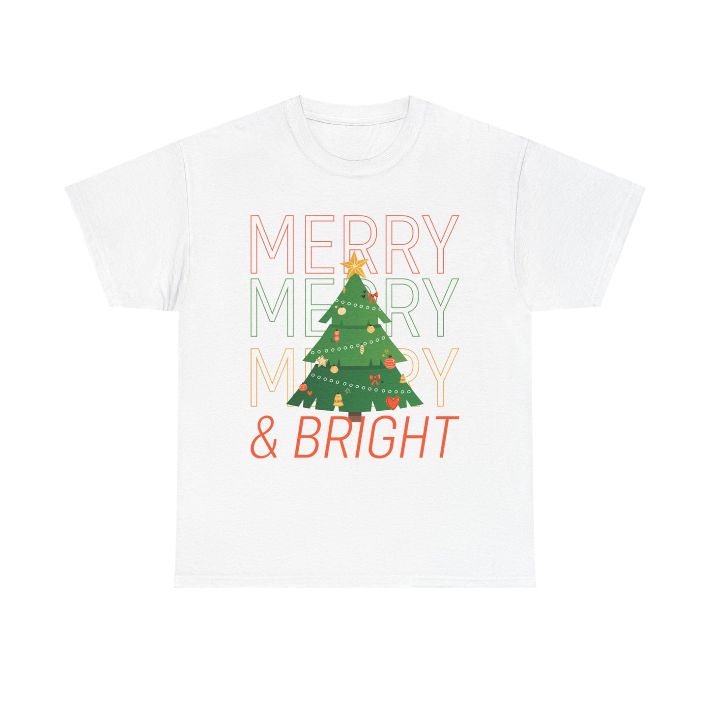 Merry and Bright Christmas Tee Cute Holiday Shirt for Men and Women