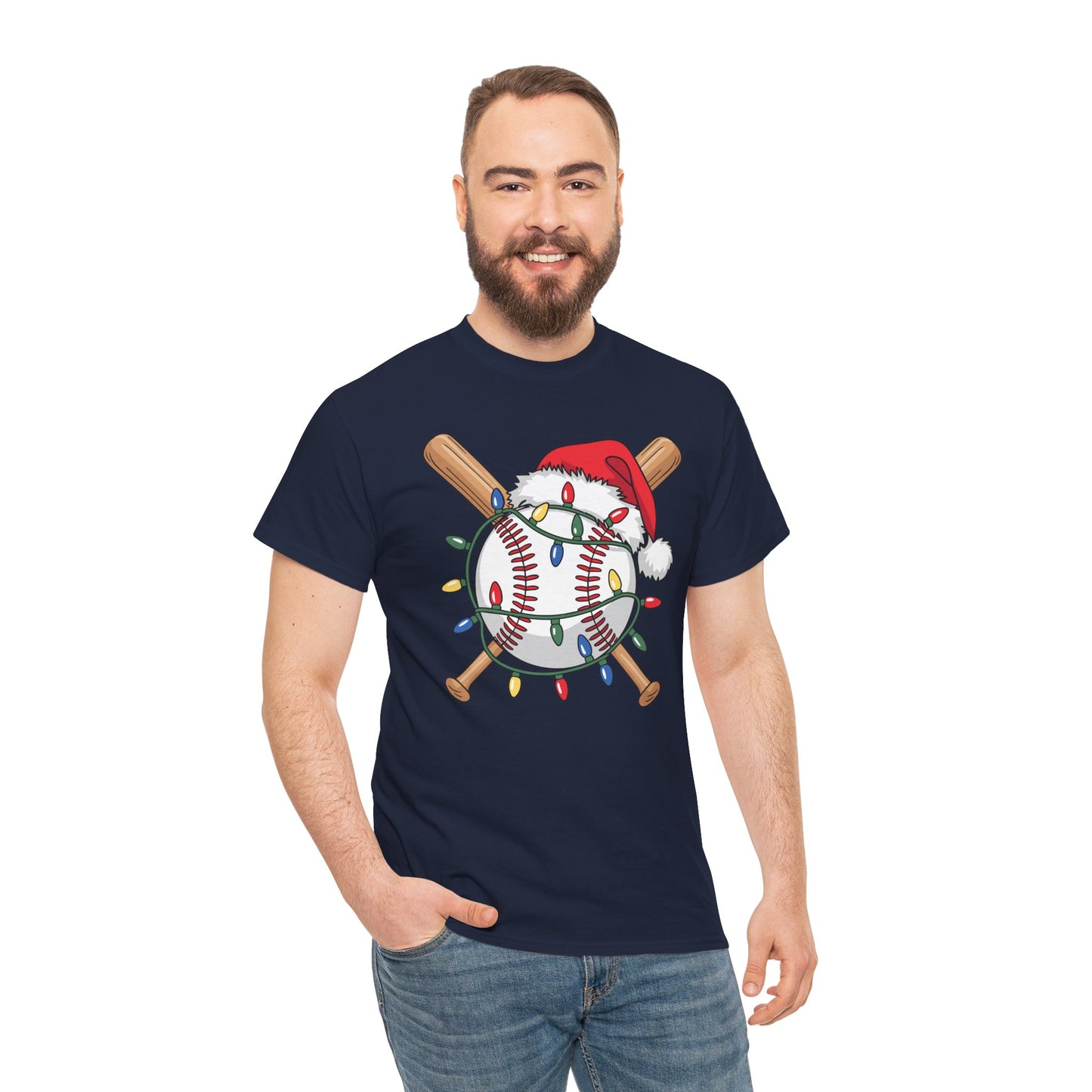 Santa Sports Design For Men Boys Christmas Baseball Player T-Shirt