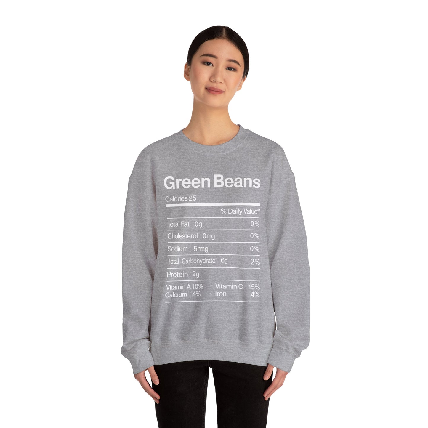 Green Beans Nutrition Facts Funny Thanksgiving Christmas Sweatshirt