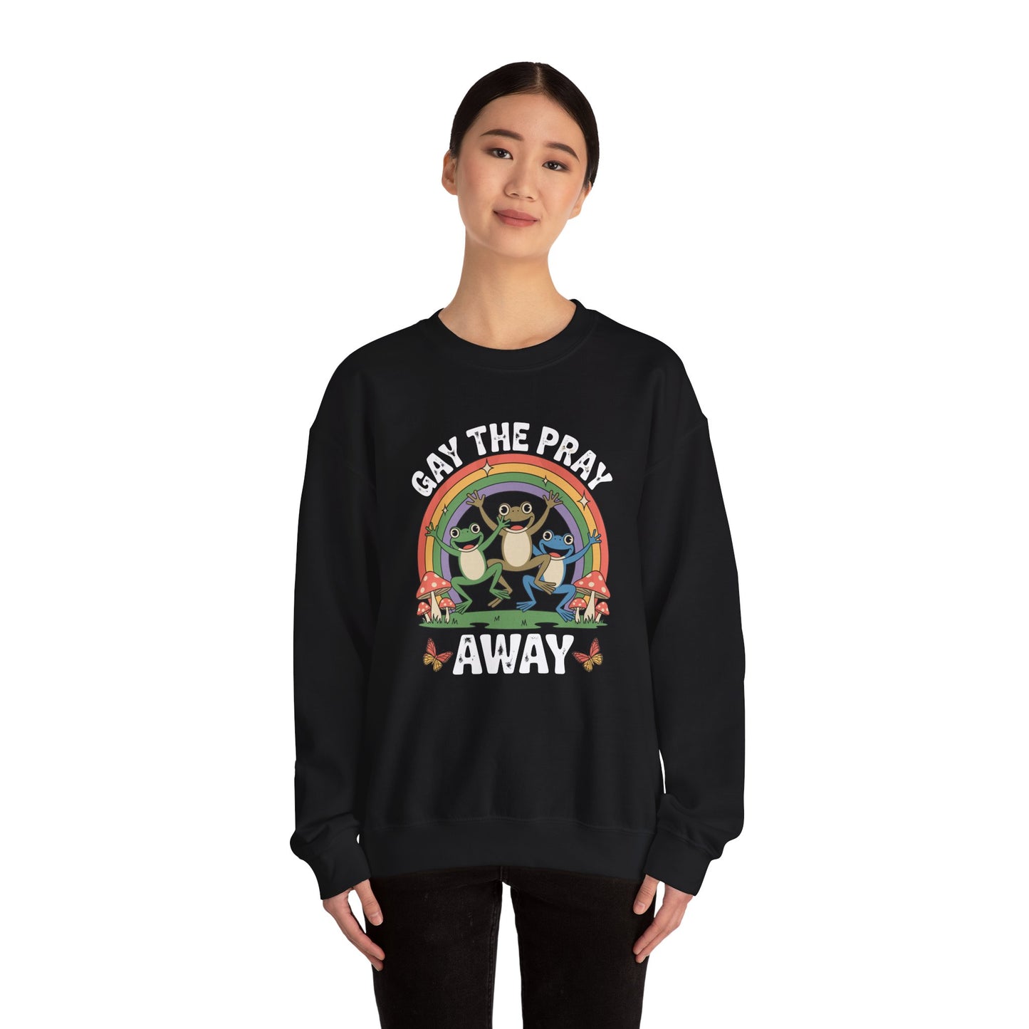 Gay The Pray Away Rainbow LGBT Pride Funny Meme Frogs Sweatshirt