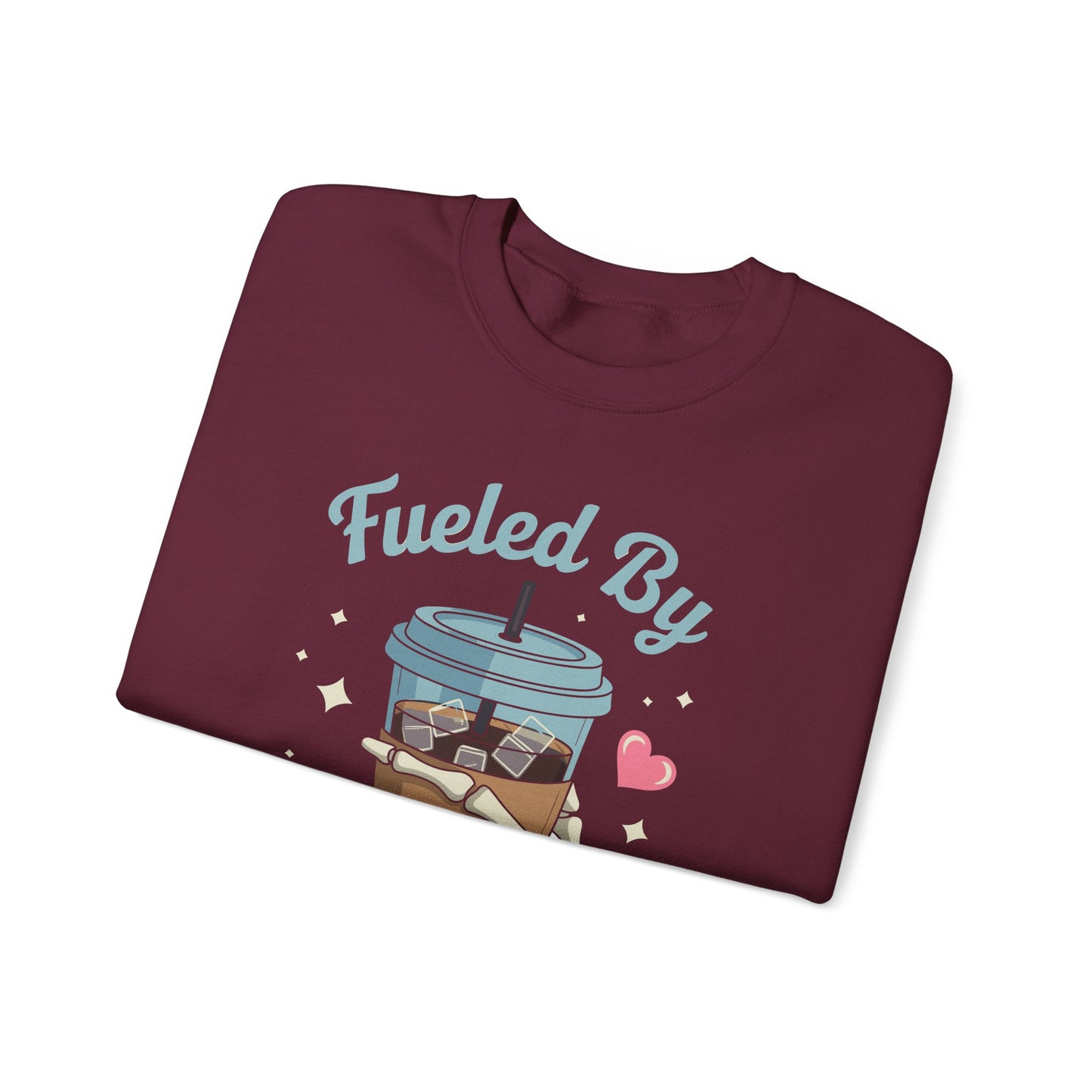 Fueled by Iced Coffee and Anxiety Funny Coffee Lover Sweatshirt