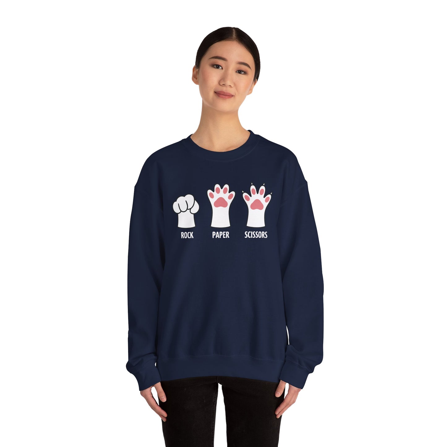 Funny Introvert Cat Animal Rescue Rock Paper Scissors Cute Paw Cat Sweatshirt