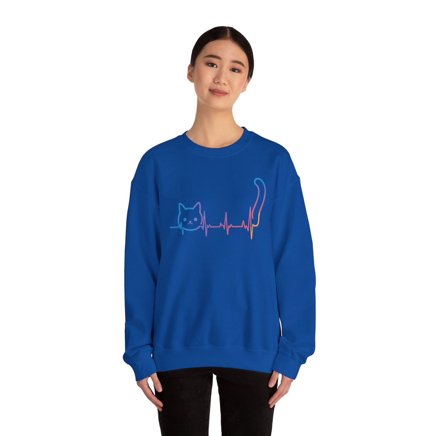 Heartbeat Cat Lover Animal Silhouette Cute Cat Sweatshirt