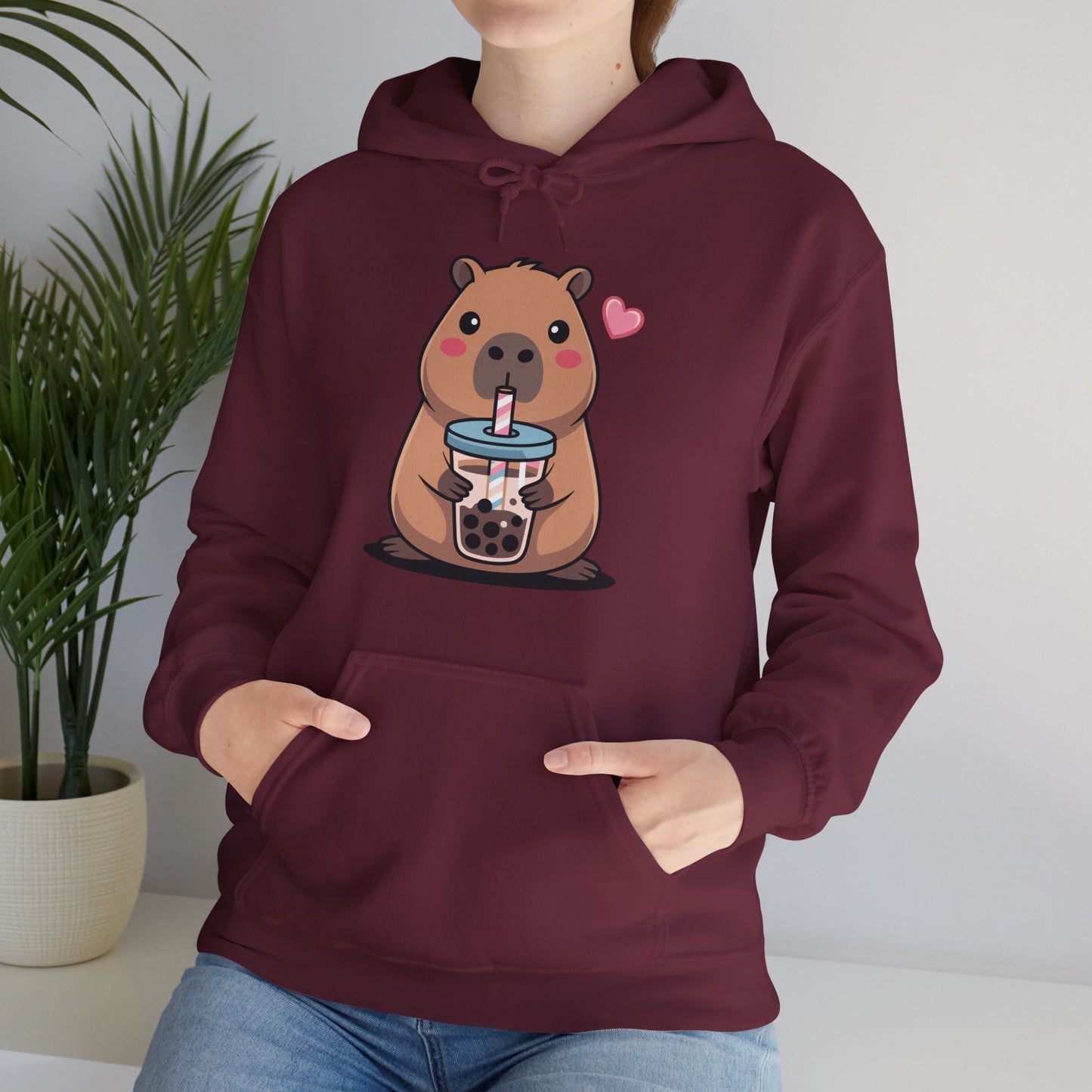 Cute Capybara Kawaii Anime Drinking Bubble Tea Lover Girls Hoodie