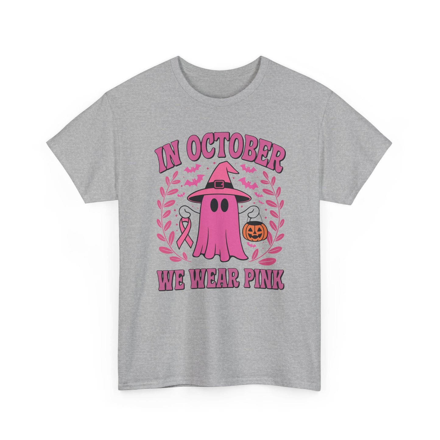 In October We Wear Pink Breast Cancer Awareness Halloween T-Shirt