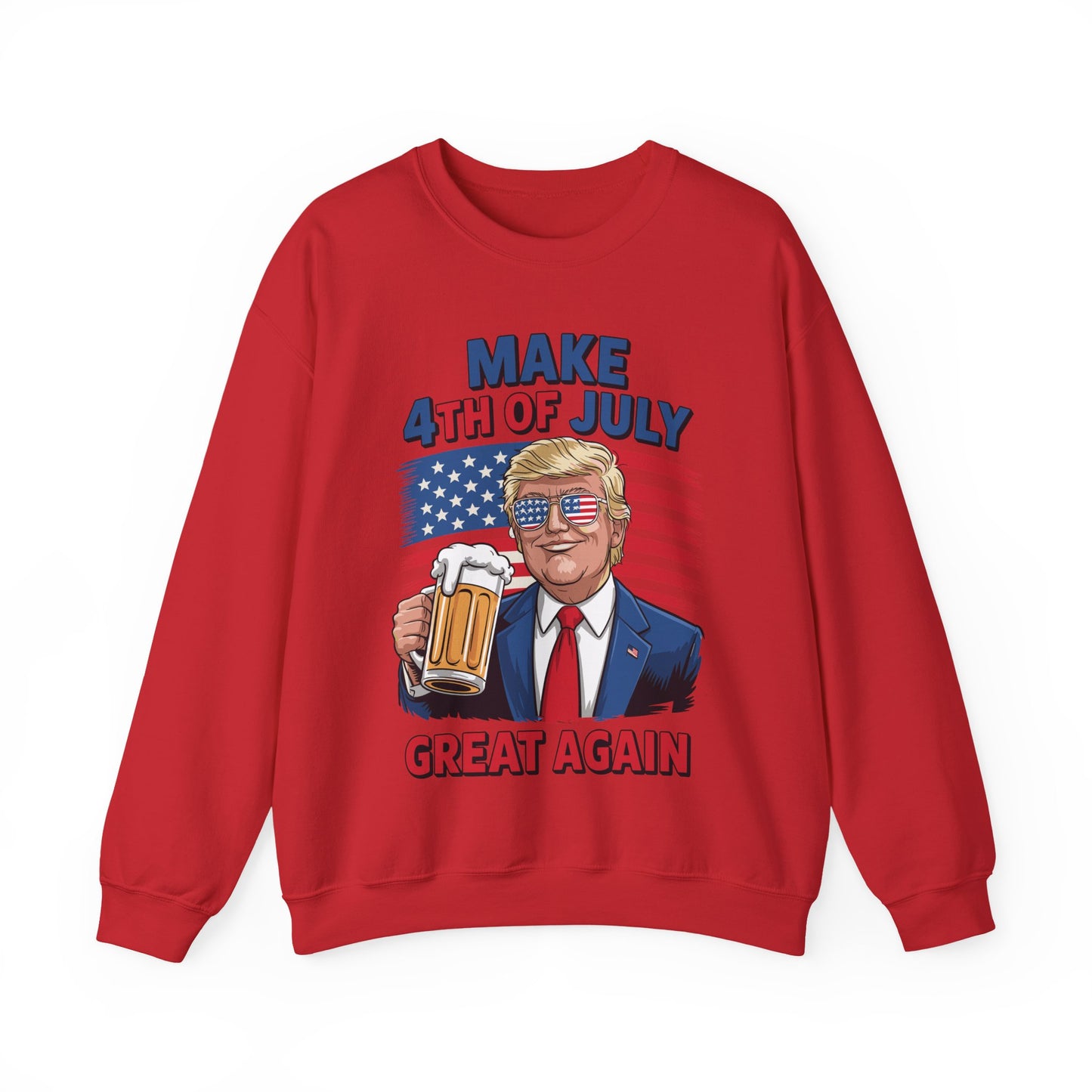 Trump Make 4th of July Great Again Men Drinking Beer Funny Sweatshirt