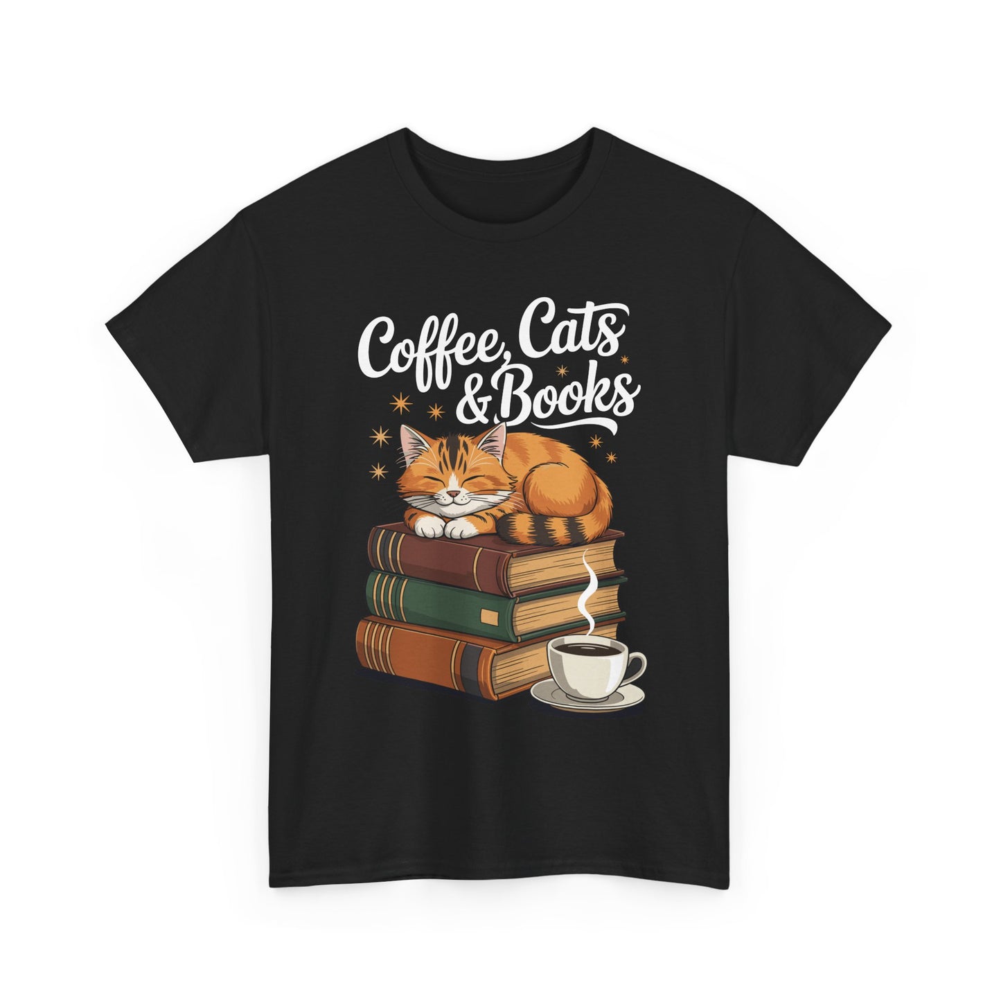 Coffee Cats & Books Lover Tee